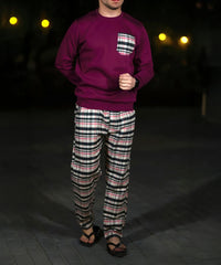 بيچامة رجالي شتوي قطيفة هايدي مستورد – بجيبة كاروهات (متوفرة بثلاث ألوان)