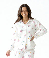 بيچامة قطيفة مضلعة – تصميم الورود الوردية