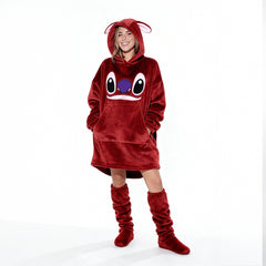 هودي بطانية بولار وشين مستورد بتصميم كارتوني – Plush Hoodie Blanket