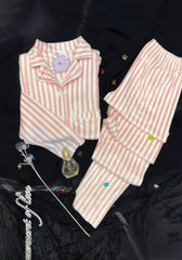 بيچامة نسائي قطيفة هايدي مستورد – بيچامة مخططة روز فاتح