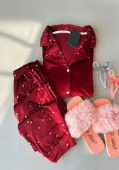 بيچامة "Velvet Hearts" قطيفة هايدي وشين – نبيتى مطبوع قلوب