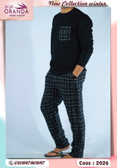 بيچامة رجالي شتوي قطيفة هايدي مستورد – بجيبة كاروهات (متوفرة بثلاث ألوان)