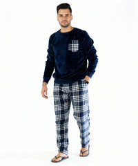 بيچامة رجالي شتوي قطيفة هايدي مستورد – بجيبة كاروهات (متوفرة بثلاث ألوان)