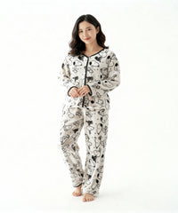 بيچامة نسائي قطيفة مضلع مستورد – بيچامة سـنـوبـي أبيض