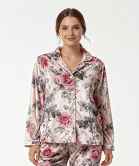 بيچامة نسائي قطيفة هايدي مستورد – بيچامة ورود بيچ × نبيتي