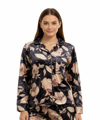 بيچامة نسائي قطيفة هايدي مستورد – بيچامة ورد أسود × بيچ × بينك