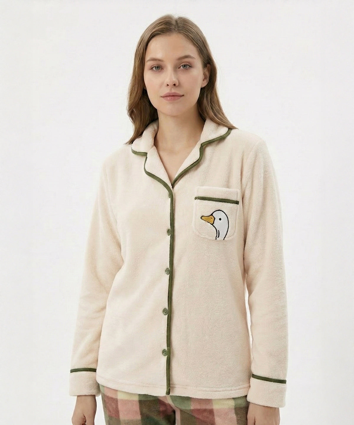 بيجامة نسائي بولار – كريمي بطّة