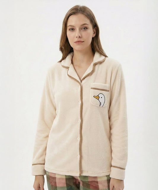 بيجامة نسائي بولار – كريمي بطّة