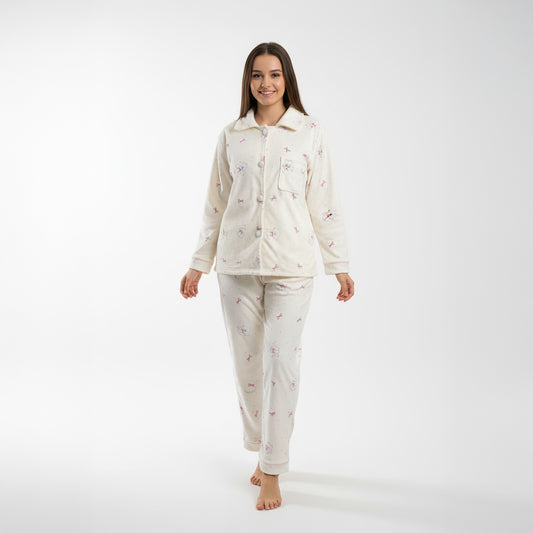 بيجامة شتوي قطيفة هايدي وشين مستورد مطبوعة – Heidi Plush Printed Winter Pajama Set