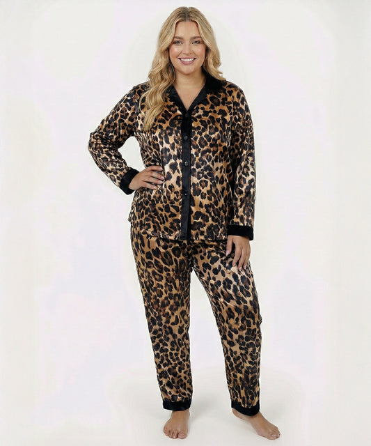 بيجامة نسائي قطيفة هايدي وشين – ليوبارد أسود