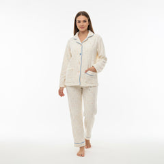 بيجامة شتوي قطيفة هايدي وشين مستورد بنقشة خفيفة – Heidi Plush Winter Pajama Set