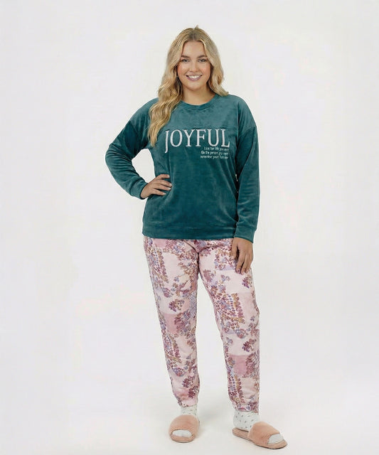 بيجامة نسائي قطيفة هايدي وشين – Joyful أخضر