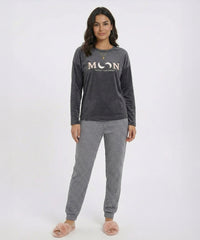 بيجامة نسائي قطيفة هايدي وشين – Moon رمادي