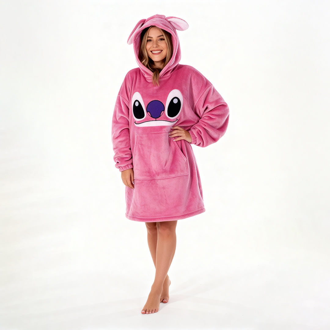 هودي بطانية بولار وشين مستورد بتصميم كارتوني – Plush Hoodie Blanket