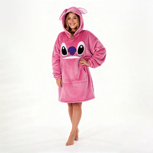 هودي بطانية بولار وشين مستورد بتصميم كارتوني – Plush Hoodie Blanket